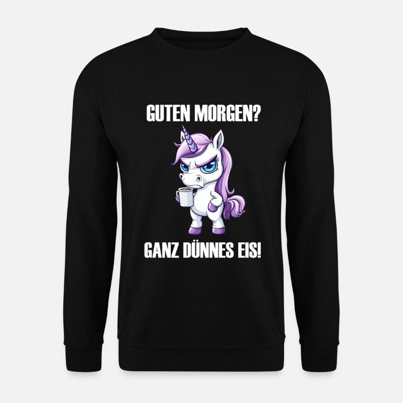 Einhorn Kaffee Morgenmuffel Design - Unisex Pullover - Schwarz