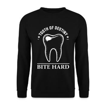 Funny Teeth Design – Bite Hard - Unisex Sweatshirt - black - Front - Alina (178cm) & Michal (187cm)