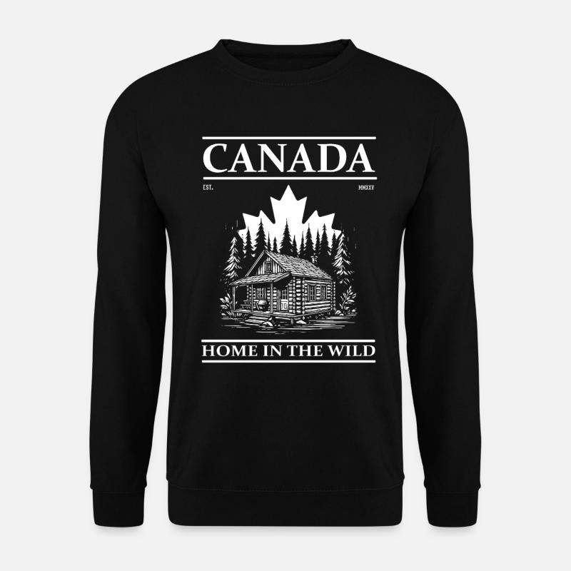 Canada – Home in the Wild Blockhaus Design - Unisex Pullover - Schwarz