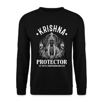 Krishna – Indische Gottheit Design - Unisex Pullover - Schwarz - Vorne - Alina (178cm) & Michal (187cm)