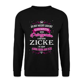 Lustiges Zicken Design - Unisex Pullover - Schwarz - Vorne - Alina (178cm) & Michal (187cm)
