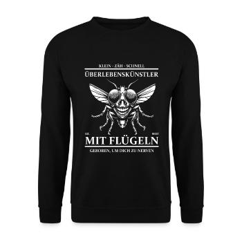 Flying Design – Funny Survivalist Motif - Unisex Sweatshirt - black - Front - Alina (178cm) & Michal (187cm)