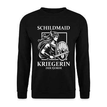 Shield Maiden Design – Warrior of the Fjords - Unisex Sweatshirt - black - Front - Alina (178cm) & Michal (187cm)