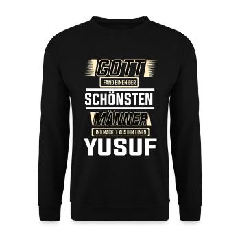 Yusuf the Most Beautiful Man Shaped by God Design - Unisex Sweatshirt - black - Front - Alina (178cm) & Michal (187cm)