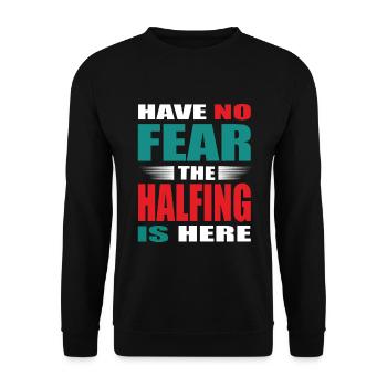 Have no Fear the Halfling is here Outfit - Unisex Pullover - Schwarz - Vorne - Alina (178cm) & Michal (187cm)