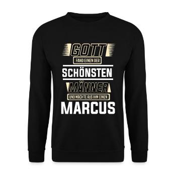 Marcus le plus bel homme de Dieu en forme de design - Sweat-shirt Unisexe - noir - Devant - Alina (178cm) & Michal (187cm)