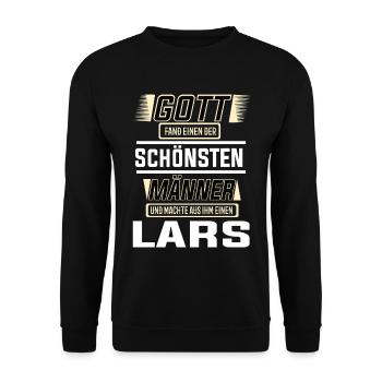 Lars the Most Beautiful Man Shaped by God Design - Unisex Sweatshirt - black - Front - Alina (178cm) & Michal (187cm)