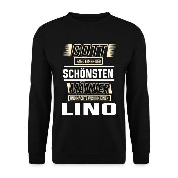 Lino the Most Beautiful Man Shaped by God Design - Unisex Sweatshirt - black - Front - Alina (178cm) & Michal (187cm)