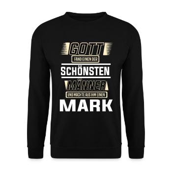 Mark the Most Beautiful Man of God Shaped Design - Unisex Sweatshirt - black - Front - Alina (178cm) & Michal (187cm)