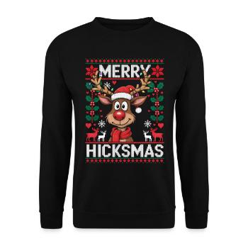 Rentier Rudolph Rote Nase - Weihnachtsgeschenk - Unisex Pullover - Schwarz - Vorne - Alina (178cm) & Michal (187cm)