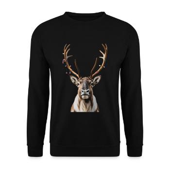 Hirsch Rudolph Frohe Weihnachten süß - Unisex Pullover - Schwarz - Vorne - Alina (178cm) & Michal (187cm)
