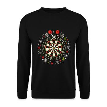 Darts Winter Design Schneemann & Christbaumkugel - Unisex Pullover - Schwarz - Vorne - Alina (178cm) & Michal (187cm)