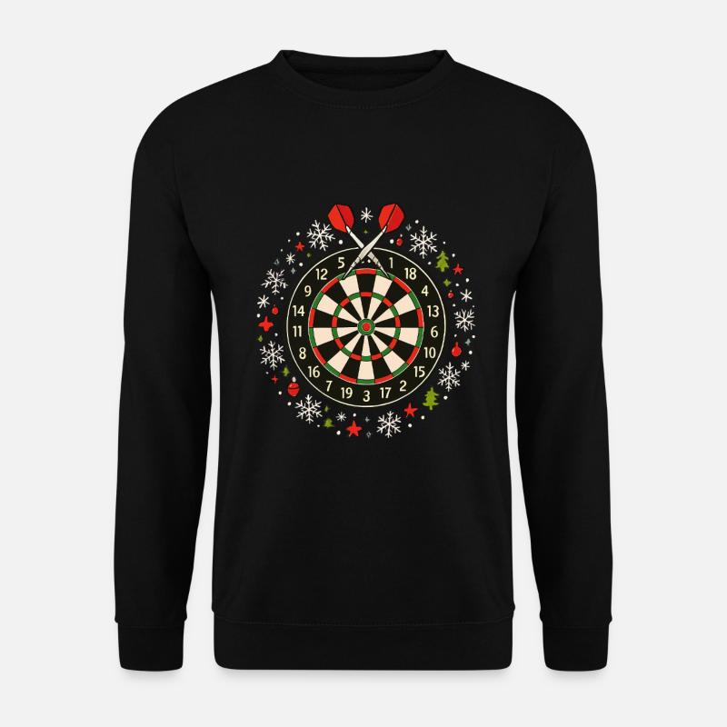 Darts Winter Design Schneemann & Christbaumkugel - Unisex Pullover - Schwarz