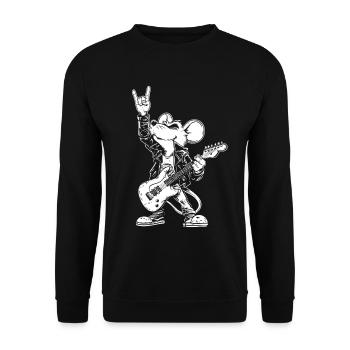 Metalhead Rock Mouse Rat Cartoon - Unisex Sweatshirt - black - Front - Alina (178cm) & Michal (187cm)