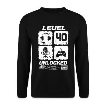 40 Birthday Gamer Level 40 unlocked - Unisex Sweatshirt - black - Front - Alina (178cm) & Michal (187cm)