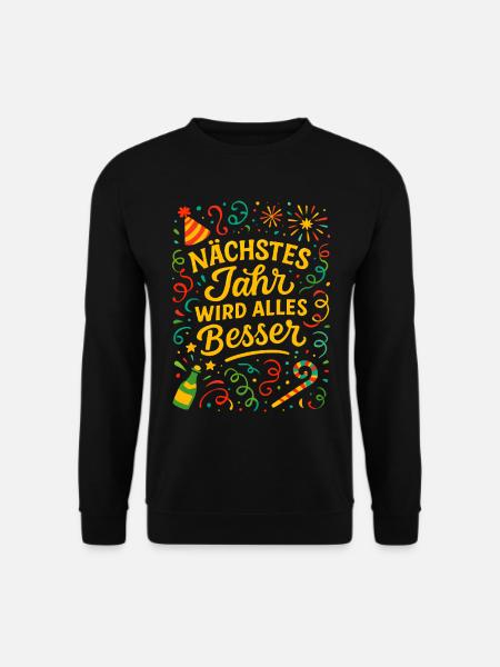 Feuerwerk Silvester Konfetti Glück Neujahr - Unisex Pullover - Schwarz