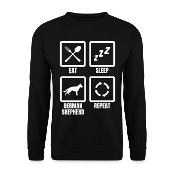 Eat Sleep German Shepherd Repeat - Unisex Pullover - Schwarz - Vorne - Alina (178cm) & Michal (187cm)