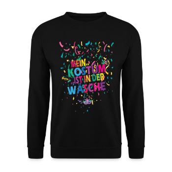 Mein Kostüm ist in der Wäsche - Karneval - Spruch - Unisex Pullover - Schwarz - Vorne - Alina (178cm) & Michal (187cm)
