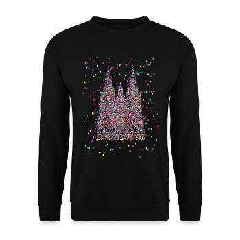 Kölner Dom Fasching Karneval Konfetti Kostüm  - Unisex Pullover - Schwarz - Vorne - Alina (178cm) & Michal (187cm)