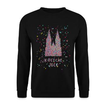 Cologne Jeck Cathédrale de Cologne Carnaval Confettis - Sweat-shirt Unisexe - noir - Devant - Alina (178cm) & Michal (187cm)