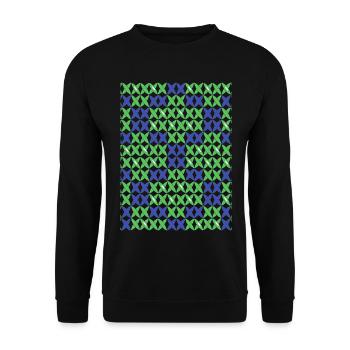 Checkered pattern green-blue - Unisex Sweatshirt - black - Front - Alina (178cm) & Michal (187cm)