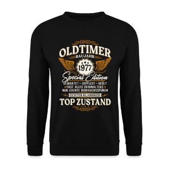 Cadeau d’anniversaire Vintage 1977 Vintage Born - Sweat-shirt Unisexe - noir - Devant - Alina (178cm) & Michal (187cm)