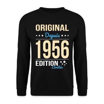Original seit 1956 – 70-jähriges Jubiläum - Unisex Pullover - Schwarz - Vorne - Alina (178cm) & Michal (187cm)