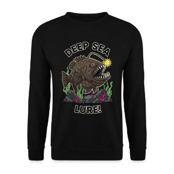 Abyssale Angelfische, Tiefseeköder-Humor - Unisex Pullover - Schwarz - Vorne - Alina (178cm) & Michal (187cm)