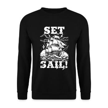 Set Sail Navire Tempête Vintage - Sweat-shirt Unisexe - noir - Devant - Alina (178cm) & Michal (187cm)
