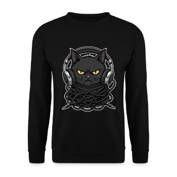 Cable Chaos Chat Musique Casque - Sweat-shirt Unisexe - noir - Devant - Alina (178cm) & Michal (187cm)