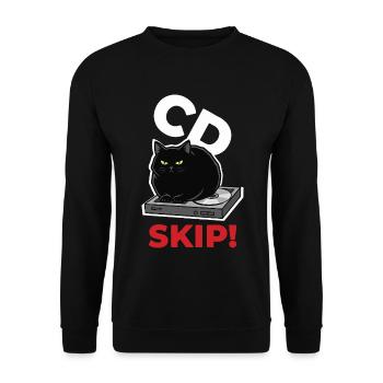 CD Skip Chat Music Humor - Unisex Sweatshirt - black - Front - Alina (178cm) & Michal (187cm)