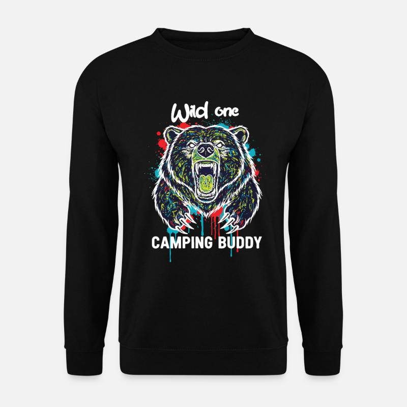 Wilder Campingkumpel Grizzlybär - Unisex Pullover - Schwarz