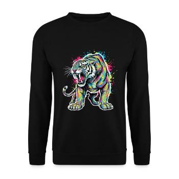 Neon Tiger Artistic Force - Unisex Sweatshirt - black - Front - Alina (178cm) & Michal (187cm)