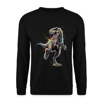 T-Rex_Apex_Explosion_Couleurs_Neon - Unisex Pullover - Schwarz - Vorne - Alina (178cm) & Michal (187cm)