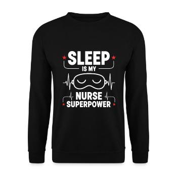 Humour Infirmier Sommeil est mon Super Pouvoir - Sweat-shirt Unisexe - noir - Devant - Alina (178cm) & Michal (187cm)