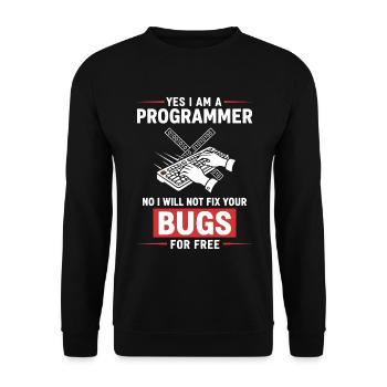 Humor Fixed Programmer No Bugs - Unisex Sweatshirt - black - Front - Alina (178cm) & Michal (187cm)