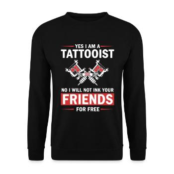 Humor Tattoo Artist Tattooed Not Friends - Unisex Sweatshirt - black - Front - Alina (178cm) & Michal (187cm)