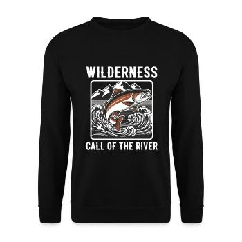 Wild trout fishing River Mountain - Unisex Sweatshirt - black - Front - Alina (178cm) & Michal (187cm)