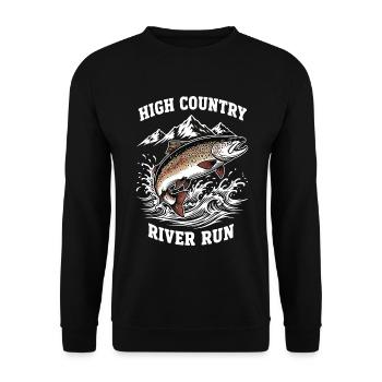Fishing High Mountain River Trout - Unisex Sweatshirt - black - Front - Alina (178cm) & Michal (187cm)