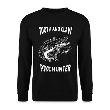 Pike River Fishing Pike Hunter - Unisex Sweatshirt - black - Front - Alina (178cm) & Michal (187cm)