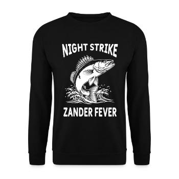 Fishing Sandre River Night Strike - Unisex Sweatshirt - black - Front - Alina (178cm) & Michal (187cm)