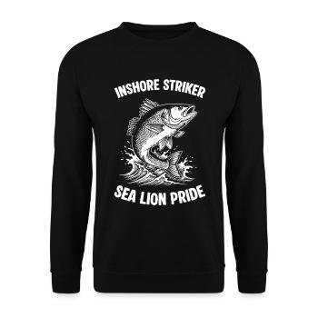 Sea Fishing Sea Bass Striker - Unisex Sweatshirt - black - Front - Alina (178cm) & Michal (187cm)