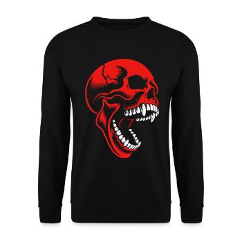 Roter Totenkopf - Unisex Pullover - Schwarz - Vorne - Alina (178cm) & Michal (187cm)