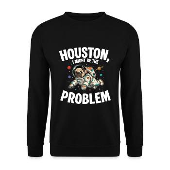 Pug Dog Astronaut Houston Humor - Unisex Sweatshirt - black - Front - Alina (178cm) & Michal (187cm)