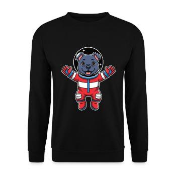 Dog Staffy Astronaut Space Color - Unisex Sweatshirt - black - Front - Alina (178cm) & Michal (187cm)