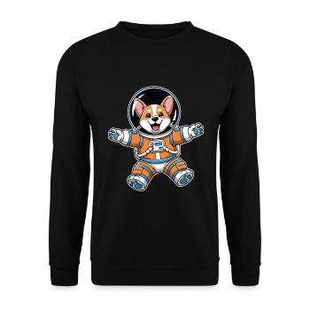 Orange Space Astronaut Corgi Dog - Unisex Sweatshirt - black - Front - Alina (178cm) & Michal (187cm)