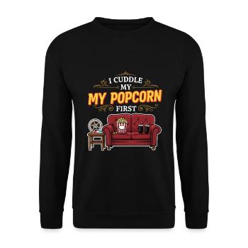 Cinéma Humour Citation Popcorn First - Sweat-shirt Unisexe - noir - Devant - Alina (178cm) & Michal (187cm)