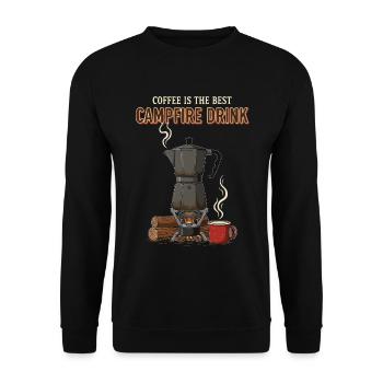 Camping Café Humour Quote Coffee Campfire Drink - Unisex Sweatshirt - black - Front - Alina (178cm) & Michal (187cm)