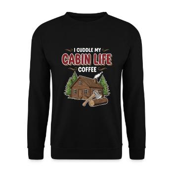 Camping Cabane Bois Citation Cabin Life Coffee - Unisex Sweatshirt - black - Front - Alina (178cm) & Michal (187cm)