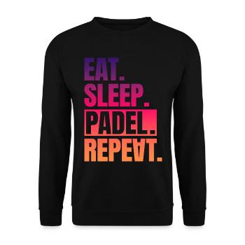 Eat Sleep Padel Repeat - Unisex Pullover - Schwarz - Vorne - Alina (178cm) & Michal (187cm)